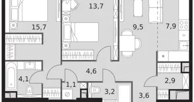 Wohnung 3 zimmer in Nordwestlicher Verwaltungsbezirk, Russland