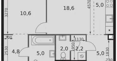 2 room apartment in Moscow, Russia