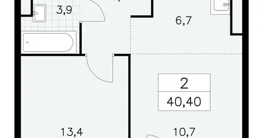 Wohnung 2 zimmer in Südwestlicher Verwaltungsbezirk, Russland