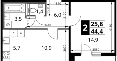 Apartamento 2 habitaciones en Leninsky District, Rusia