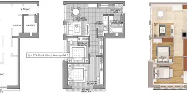 Apartamento 3 habitaciones en Minsk, Bielorrusia