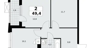 Wohnung 2 Zimmer in poselenie Sosenskoe, Russland