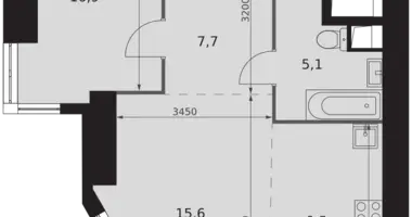 2 room apartment in Moscow, Russia