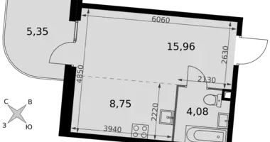 Estudio 1 habitación en Moscú, Rusia