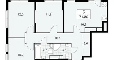 Apartamento 3 habitaciones en South-Western Administrative Okrug, Rusia