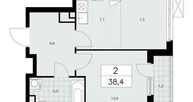 Apartamento 2 habitaciones en poselenie Sosenskoe, Rusia