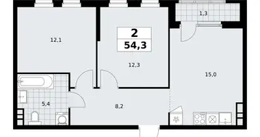 Wohnung 2 zimmer in Südwestlicher Verwaltungsbezirk, Russland