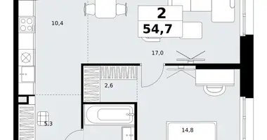 2 room apartment in Kommunarka, Russia