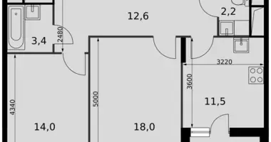 Apartamento 2 habitaciones en Razvilka, Rusia