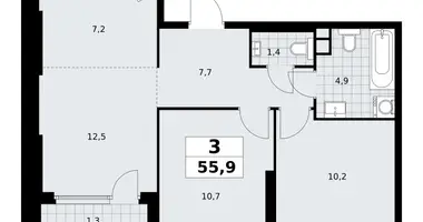 Wohnung 3 zimmer in Südwestlicher Verwaltungsbezirk, Russland