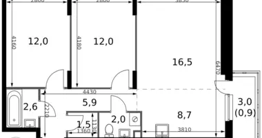 3 room apartment in Sapronovo, Russia