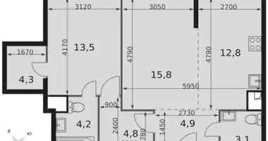 Apartamento 3 habitaciones en North-Western Administrative Okrug, Rusia