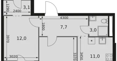 Wohnung 2 zimmer in Moskau, Russland