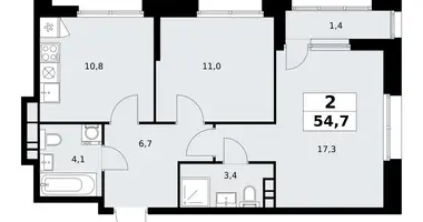 Apartamento 2 habitaciones en poselenie Sosenskoe, Rusia