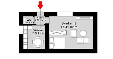 Appartement 1 chambre dans Kaunas, Lituanie