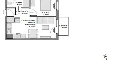 Apartamento 2 habitaciones en Danzig, Polonia