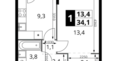 Apartamento 1 habitación en Jimki, Rusia