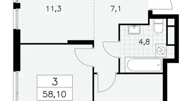 Wohnung 3 zimmer in Südwestlicher Verwaltungsbezirk, Russland