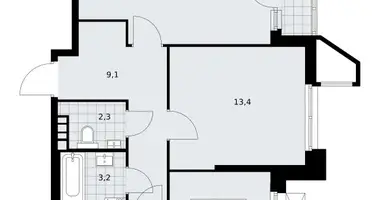 Apartamento 2 habitaciones en poselenie Sosenskoe, Rusia