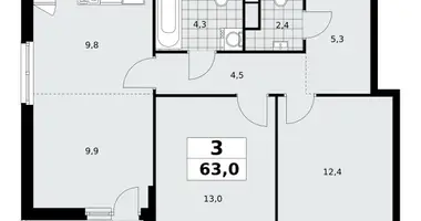 Apartamento 3 habitaciones en Moscú, Rusia