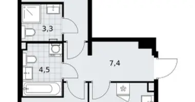 Appartement 2 chambres dans Troïtsk, Russie