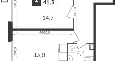 Квартира 1 комната в Veshki, Россия