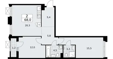 2 room apartment in Troitsk, Russia