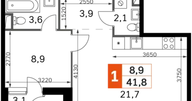 Apartamento 1 habitación en Moscú, Rusia