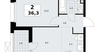 Apartamento 2 habitaciones en poselenie Sosenskoe, Rusia