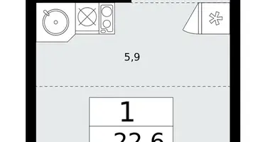 Квартира 1 комната в Москва, Россия