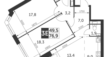 Mieszkanie 3 pokoi w Konkovo District, Rosja