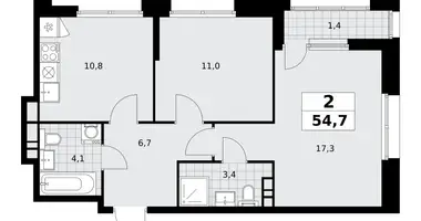 Apartamento 2 habitaciones en poselenie Sosenskoe, Rusia