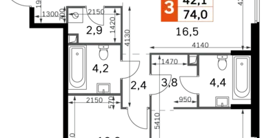 Wohnung 3 zimmer in Nordwestlicher Verwaltungsbezirk, Russland