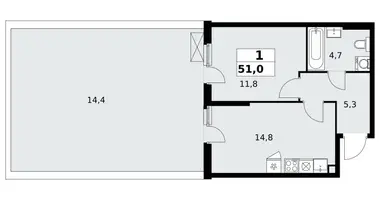 1 room apartment in poselenie Sosenskoe, Russia