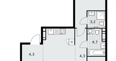 3 room apartment in Moscow, Russia