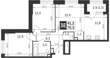 Apartamento 3 habitaciones en North-Eastern Administrative Okrug, Rusia