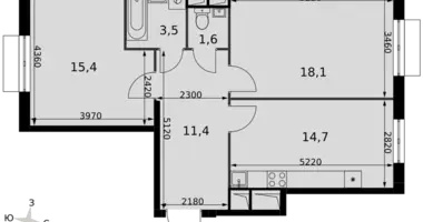 Apartamento 2 habitaciones en Razvilka, Rusia