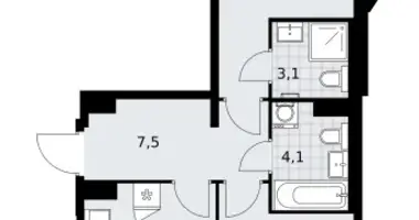 2 room apartment in Troitsk, Russia