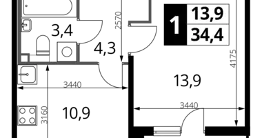 Mieszkanie 1 pokój w Nekrasovka District, Rosja