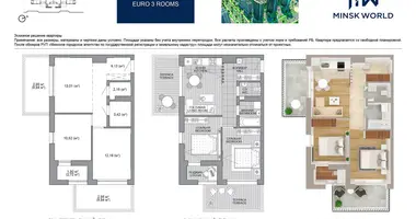 Apartamento 3 habitaciones en Minsk, Bielorrusia