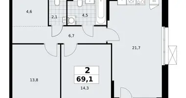 Wohnung 2 zimmer in Kommunarka, Russland