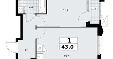1 room apartment in Troitsk, Russia