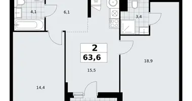 Apartamento 2 habitaciones en Kommunarka, Rusia