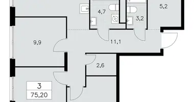 Wohnung 3 zimmer in Südwestlicher Verwaltungsbezirk, Russland