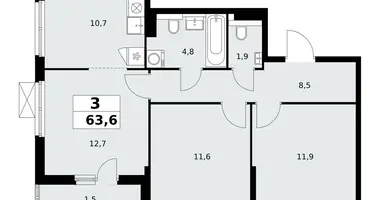 Wohnung 3 zimmer in Kommunarka, Russland