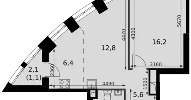 Wohnung 1 zimmer in Nordwestlicher Verwaltungsbezirk, Russland