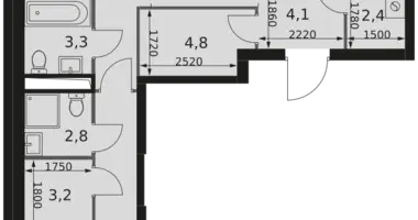2 room apartment in Moscow, Russia