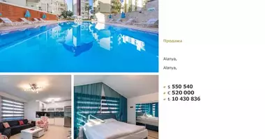 Penthouse 5 rooms in Alanya, Turkey