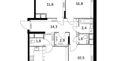 Apartamento 4 habitaciones en Razvilka, Rusia