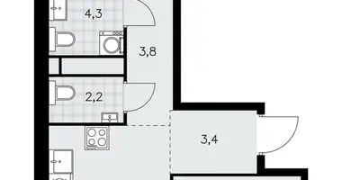 Apartamento 3 habitaciones en poselenie Sosenskoe, Rusia